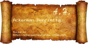 Ackerman Henrietta névjegykártya